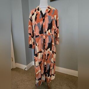 Anthropologies Corey Lynn Abstract Patterned Button-Up Dress
